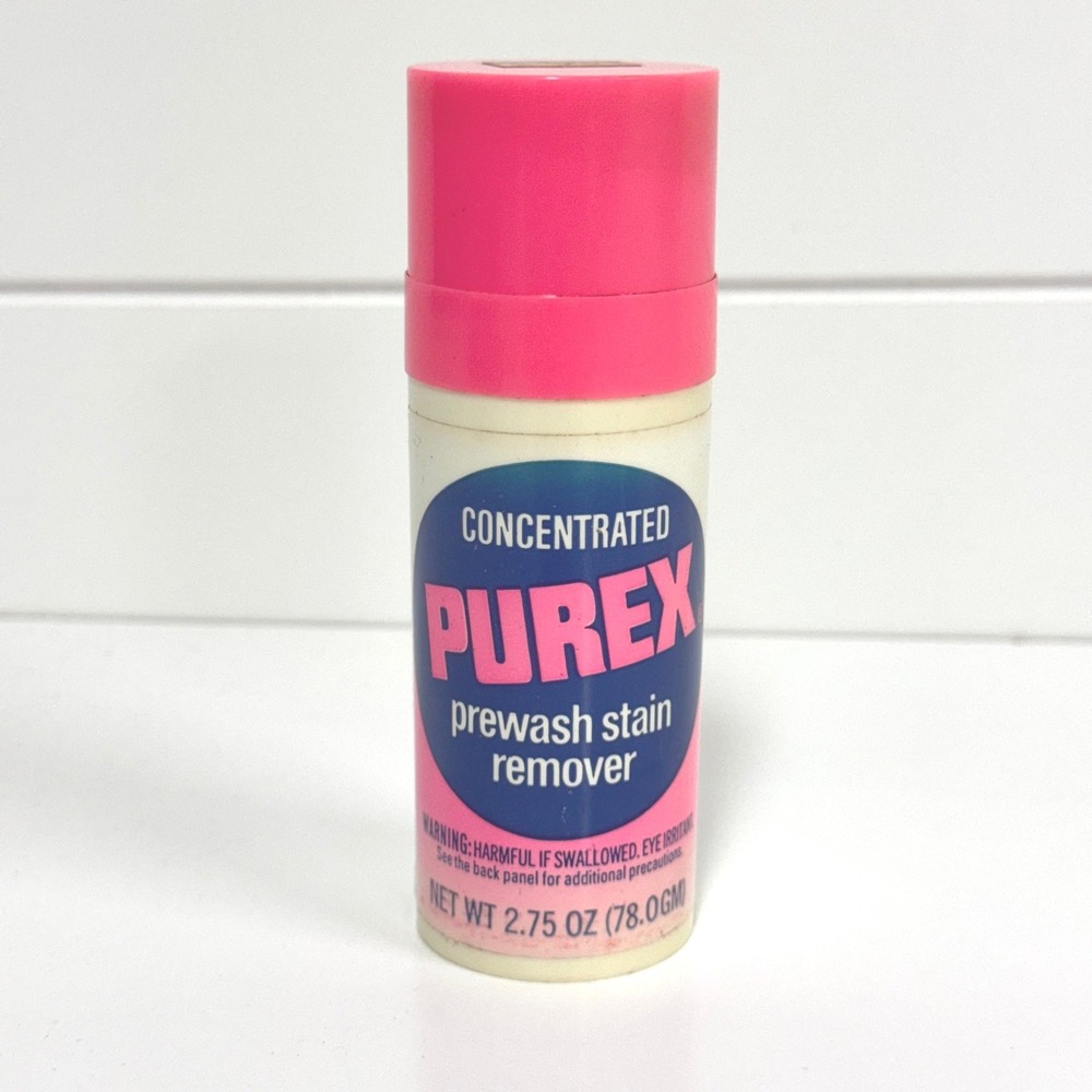 Vintage Purex Concentrated Prewash Stain Remover Stick 2.75 oz Pink Cap Retro
